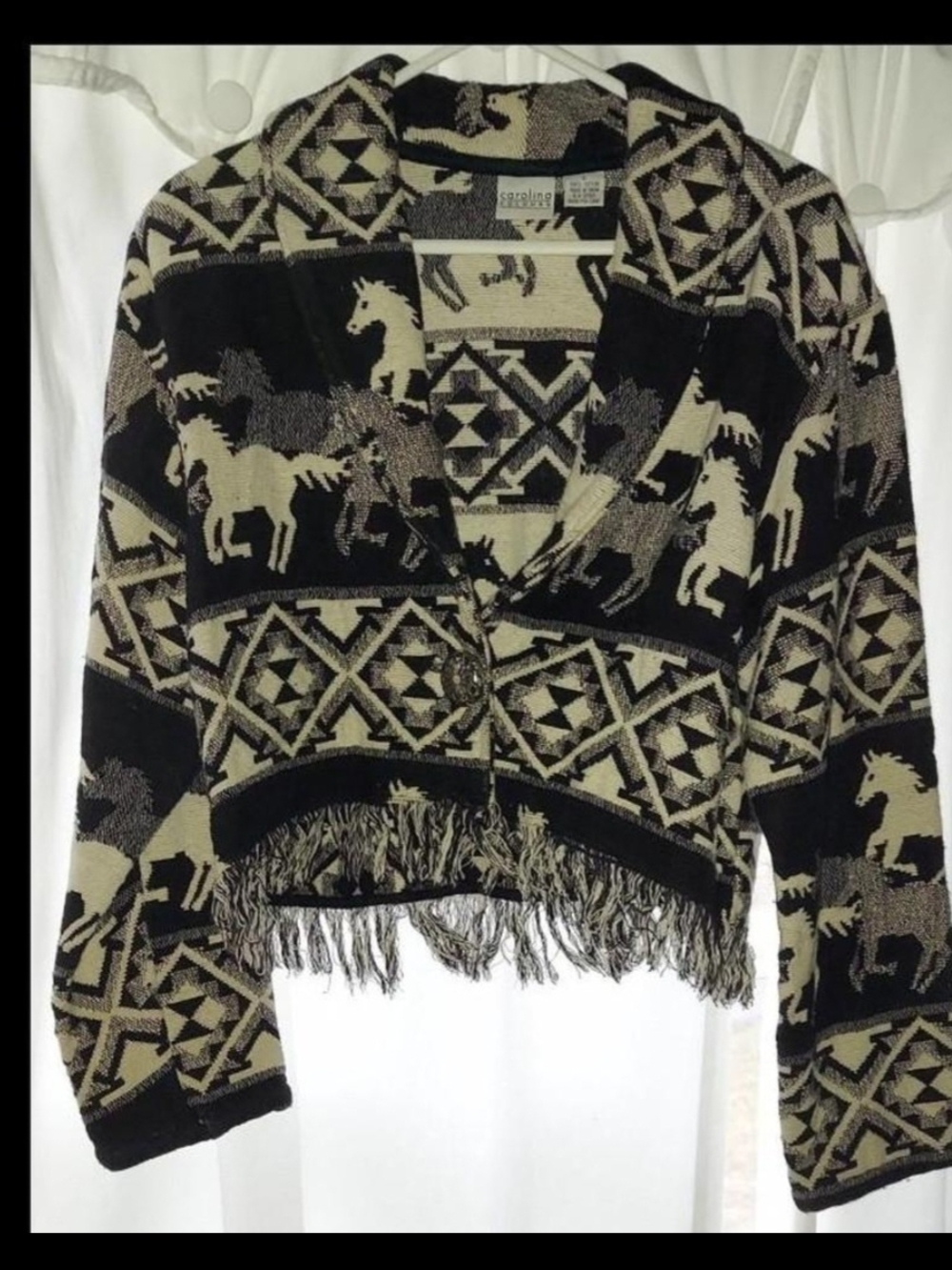 Carolina Colours Tapestry jacket Western boho horses. Size large